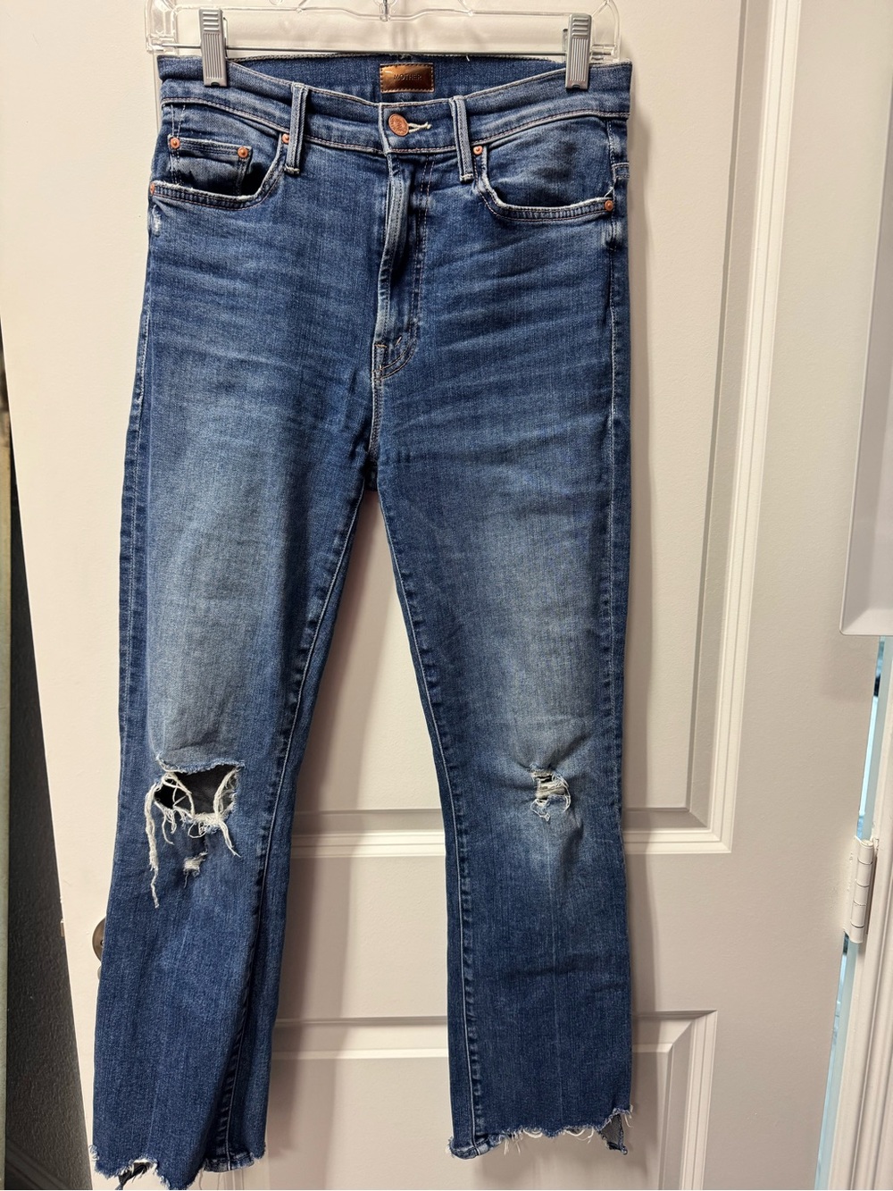 Mother Insider Crop Women's Distressed Blue Jeans